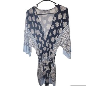 Two tone blue romper with pockets